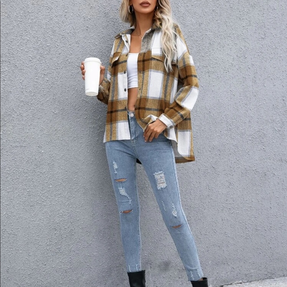 Plaid Button Down Jacket - image 7